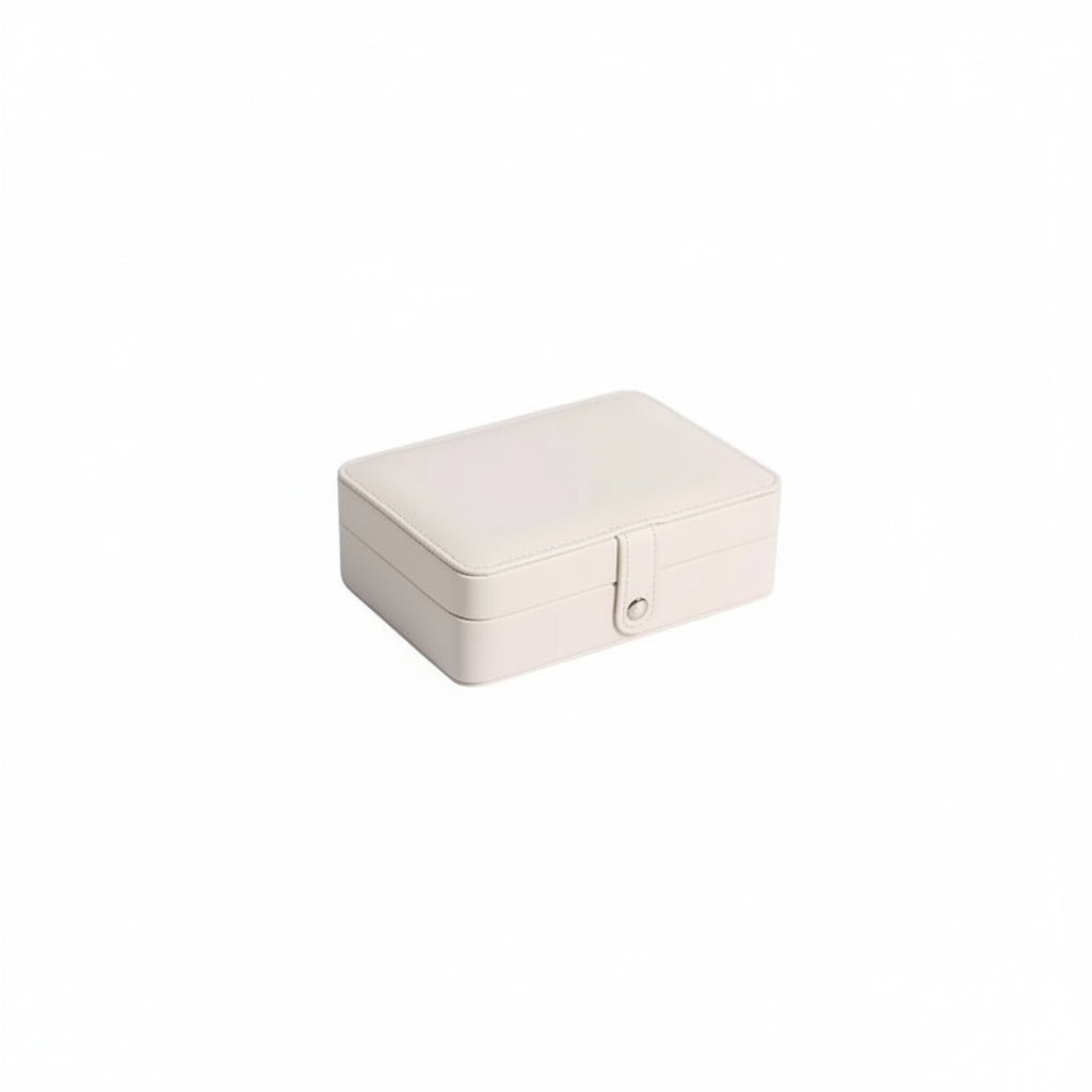 Boîte à Bijoux en Cuir Double Compartiment – Rangement Élégant et Compact Blanc