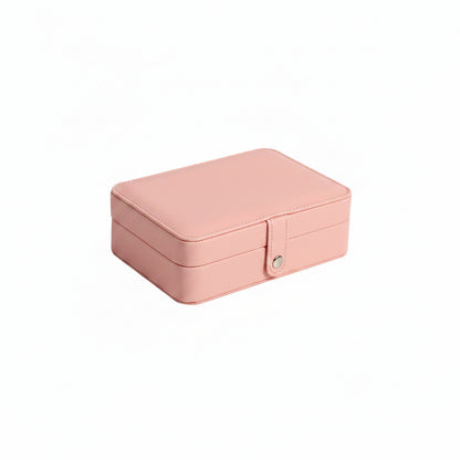 Boîte à Bijoux en Cuir Double Compartiment – Rangement Élégant et Compact Rose