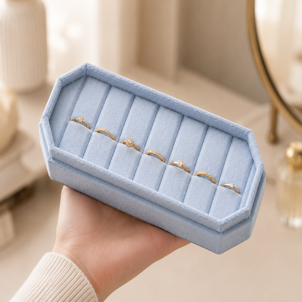 Boîte à Bijoux en Velours, Présentoir Bagues Voyage & Maison 3
