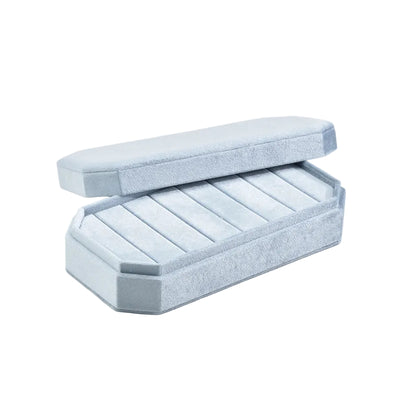 Boîte à Bijoux en Velours, Présentoir Bagues Voyage & Maison Bleu Glacier