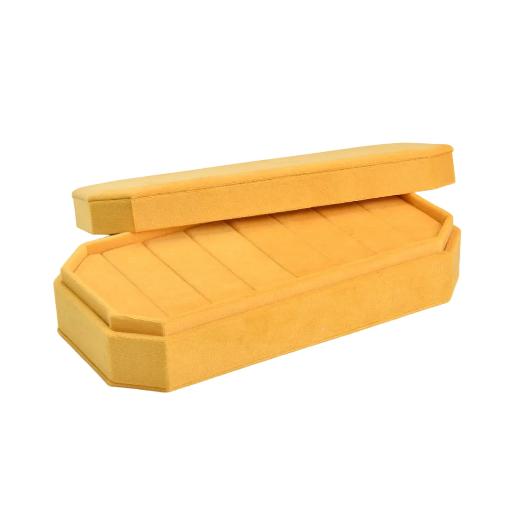 Boîte à Bijoux en Velours, Présentoir Bagues Voyage & Maison Jaune Moutarde