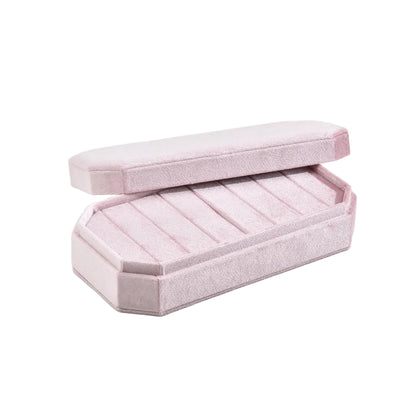 Boîte à Bijoux en Velours, Présentoir Bagues Voyage & Maison Rose Poudré