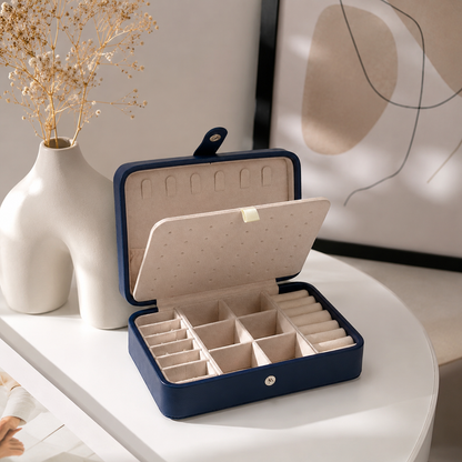 Boîte à Bijoux en Cuir Double Compartiment – Rangement Élégant et Compact