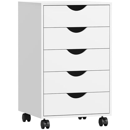 Caisson Bureau Blanc à Roulettes, 5 Tiroirs Fluides & Compact.