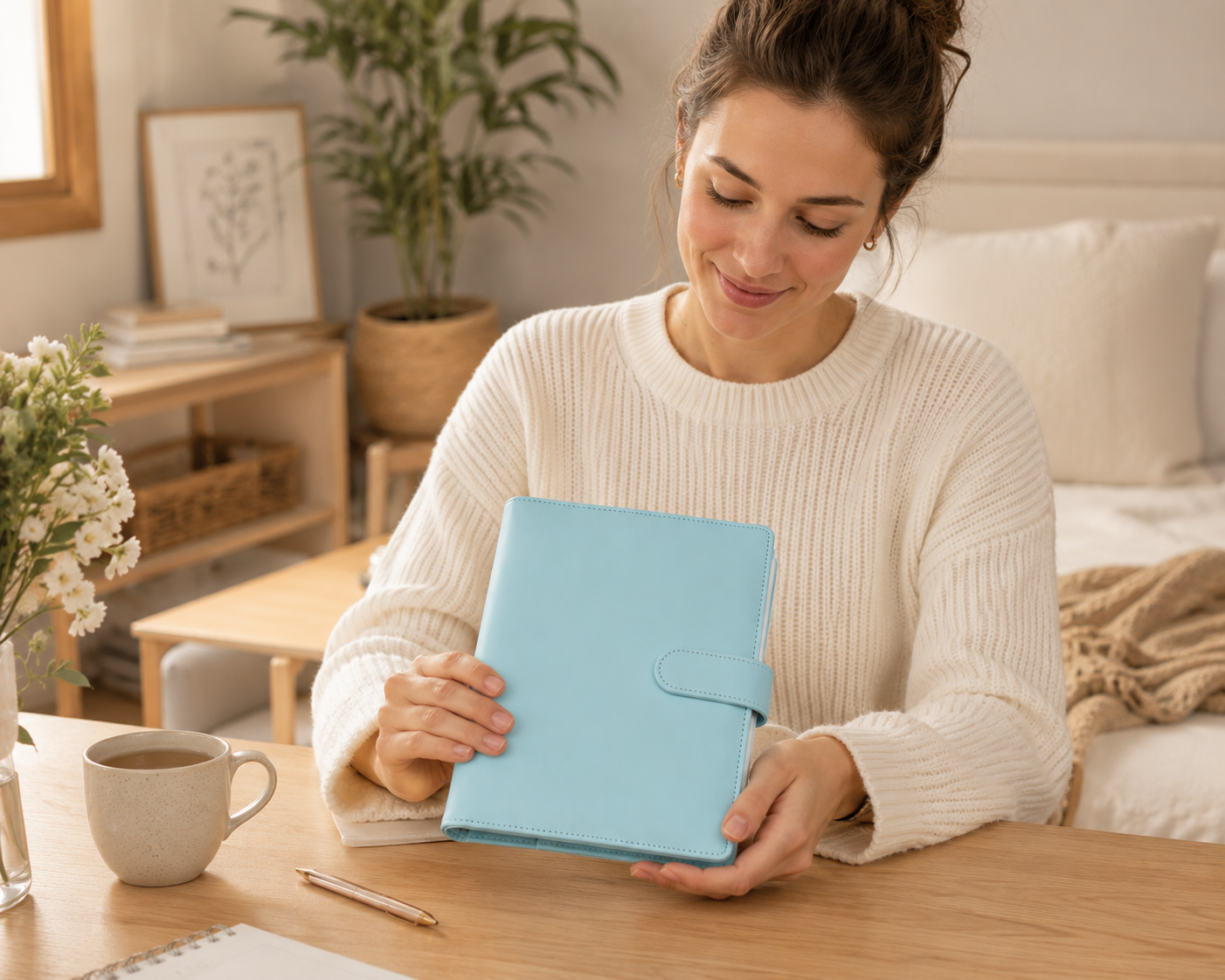 Classeur A5 Rechargeable en Similicuir — 6 Anneaux Chromés