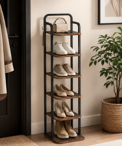Étagère à Chaussures Verticale 6 Niveaux Réglables