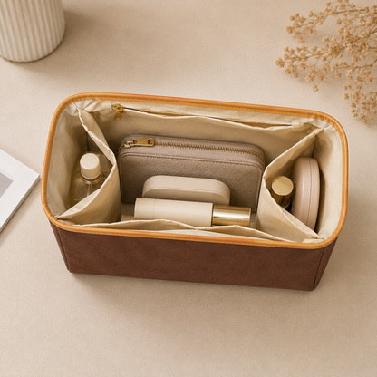 Organisateur de Sac Cuir Brun Imperméable Multi-Compartiment