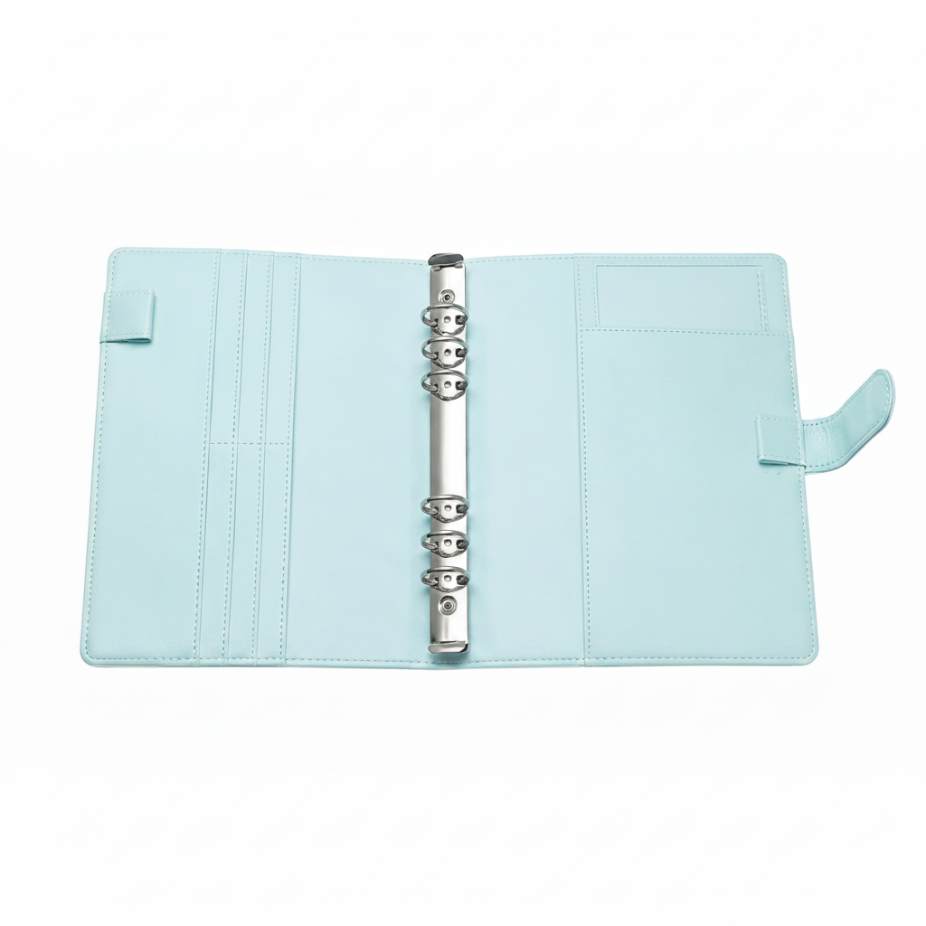 Classeur A5 Rechargeable en Similicuir — 6 Anneaux Chromés