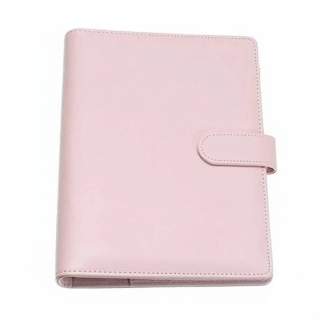 Classeur A5 Rechargeable en Similicuir — 6 Anneaux Chromés Rose