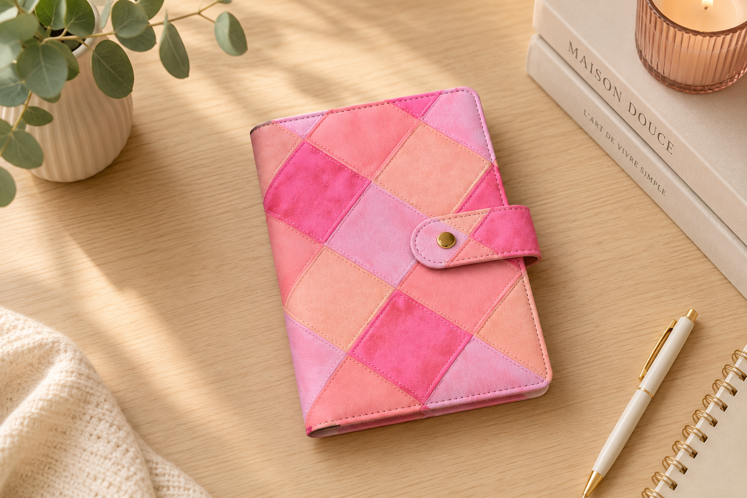 Classeur A6 Cuir PU Patchwork Rétro 6 Anneaux 2