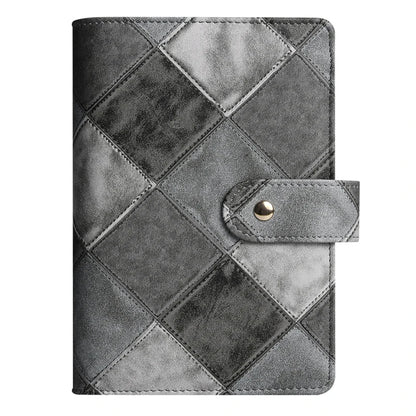 Classeur A6 Cuir PU Patchwork Rétro 6 Anneaux Gris