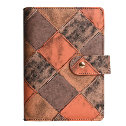 Classeur A6 Cuir PU Patchwork Rétro 6 Anneaux Marron