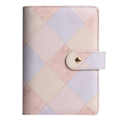 Classeur A6 Cuir PU Patchwork Rétro 6 Anneaux Rose Pastel