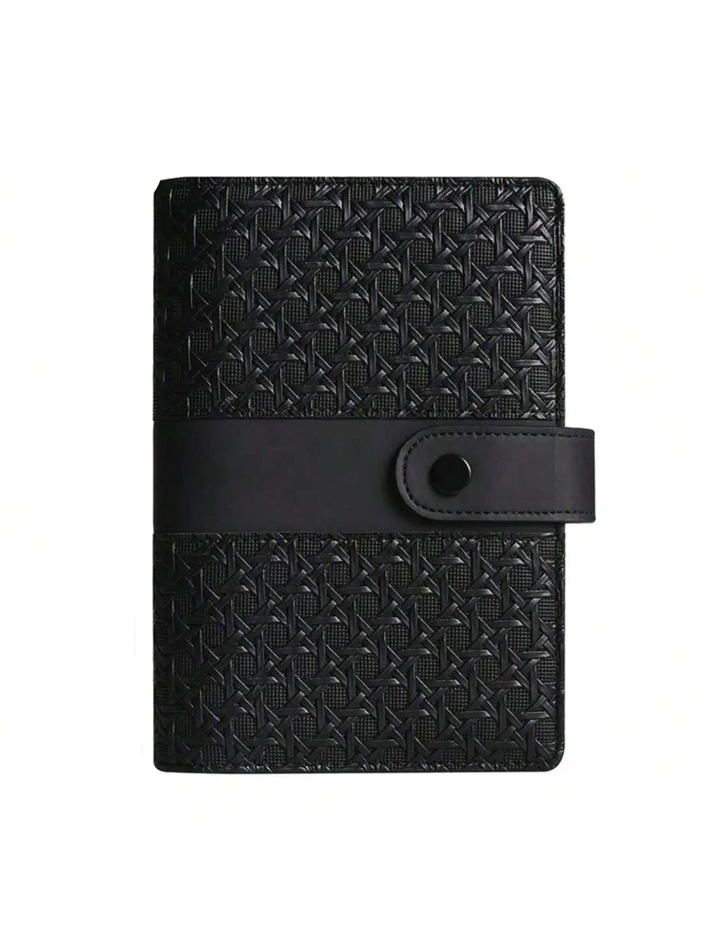 Classeur à Anneaux A6 Cuir Tressé Compact — Budget & Cartes Noir