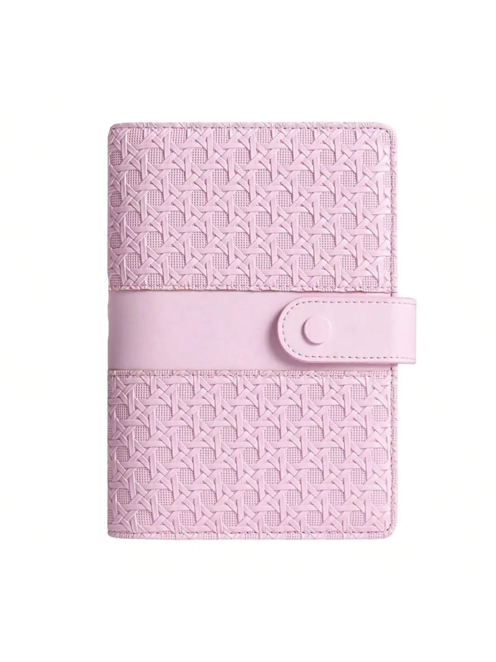 Classeur à Anneaux A6 Cuir Tressé Compact — Budget & Cartes Rose