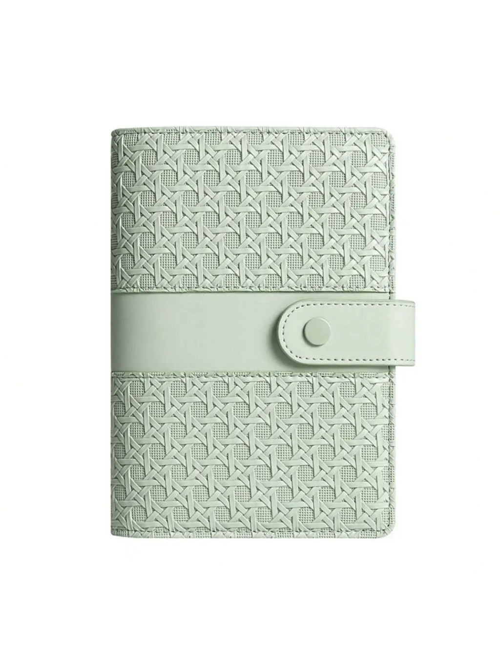 Classeur à Anneaux A6 Cuir Tressé Compact — Budget & Cartes Vert Menthe