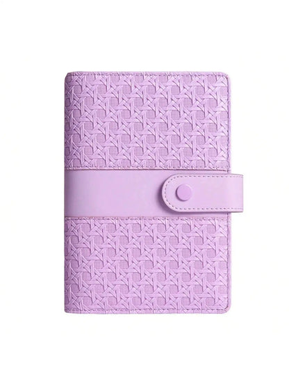 Classeur à Anneaux A6 Cuir Tressé Compact — Budget & Cartes VIolet