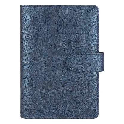Classeur à Anneaux Cuir PU Gaufré Vintage A6/A5 – Fermoir Bleu Marine