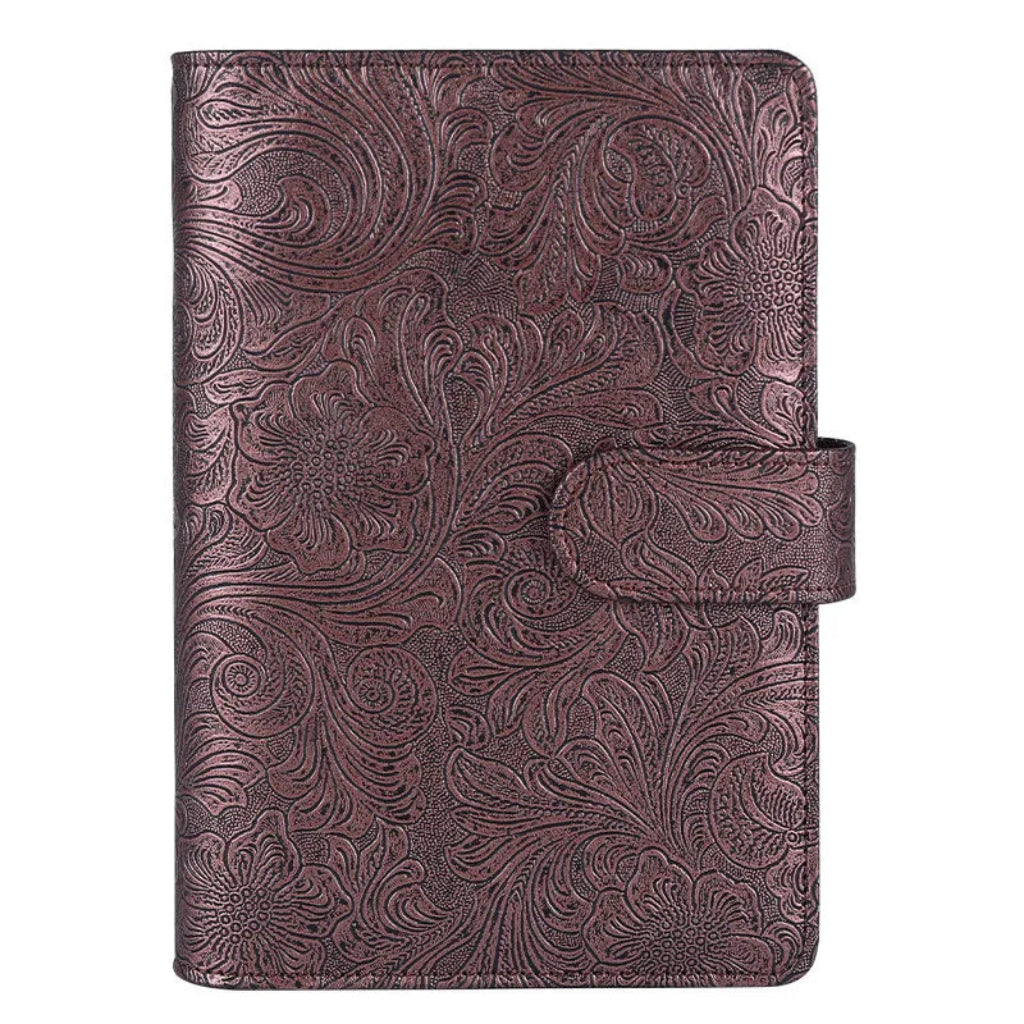 Classeur à Anneaux Cuir PU Gaufré Vintage A6/A5 – Fermoir Marron Bronzé