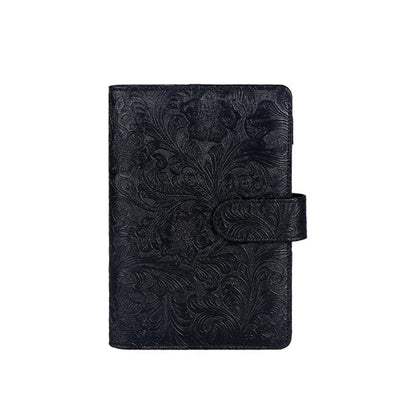 Classeur à Anneaux Cuir PU Gaufré Vintage A6/A5 – Fermoir Noir