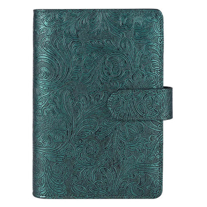 Classeur à Anneaux Cuir PU Gaufré Vintage A6/A5 – Fermoir Vert Sarcelle