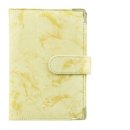 Classeur à Anneaux Effet Marbre – Coins Dorés, Format A5/A6 Jaune