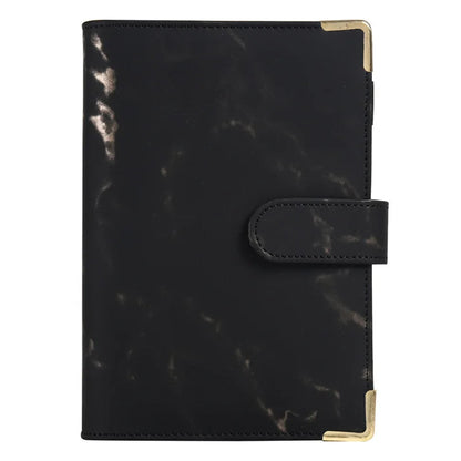 Classeur à Anneaux Effet Marbre – Coins Dorés, Format A5/A6 Noir