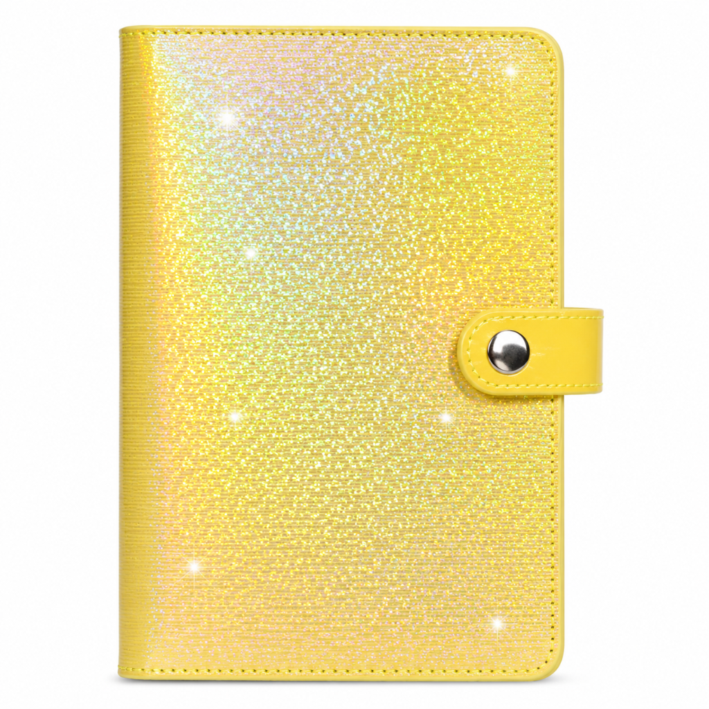 Classeur Budget A6 Holographique – Kit Cash Stuffing Prêt à l'Emploi Jaune.