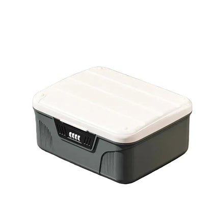 Coffre de Rangement Sécurisé à Code 4 Chiffres - Boîte de Stockage Verrouillable en ABS pour Documents, Bijoux et Objets de Valeur Gris Petit Modèle
