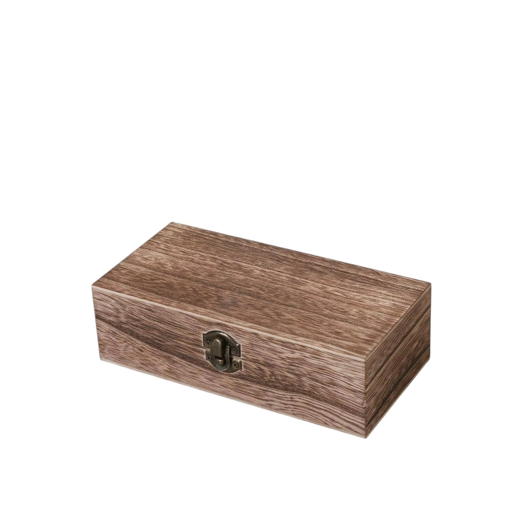 Coffre de Rangement en Bois Rectangulaire Style Rétro Japonais Chêne Clair - Boîte à Bijoux avec Fermoir Métallique Vintage