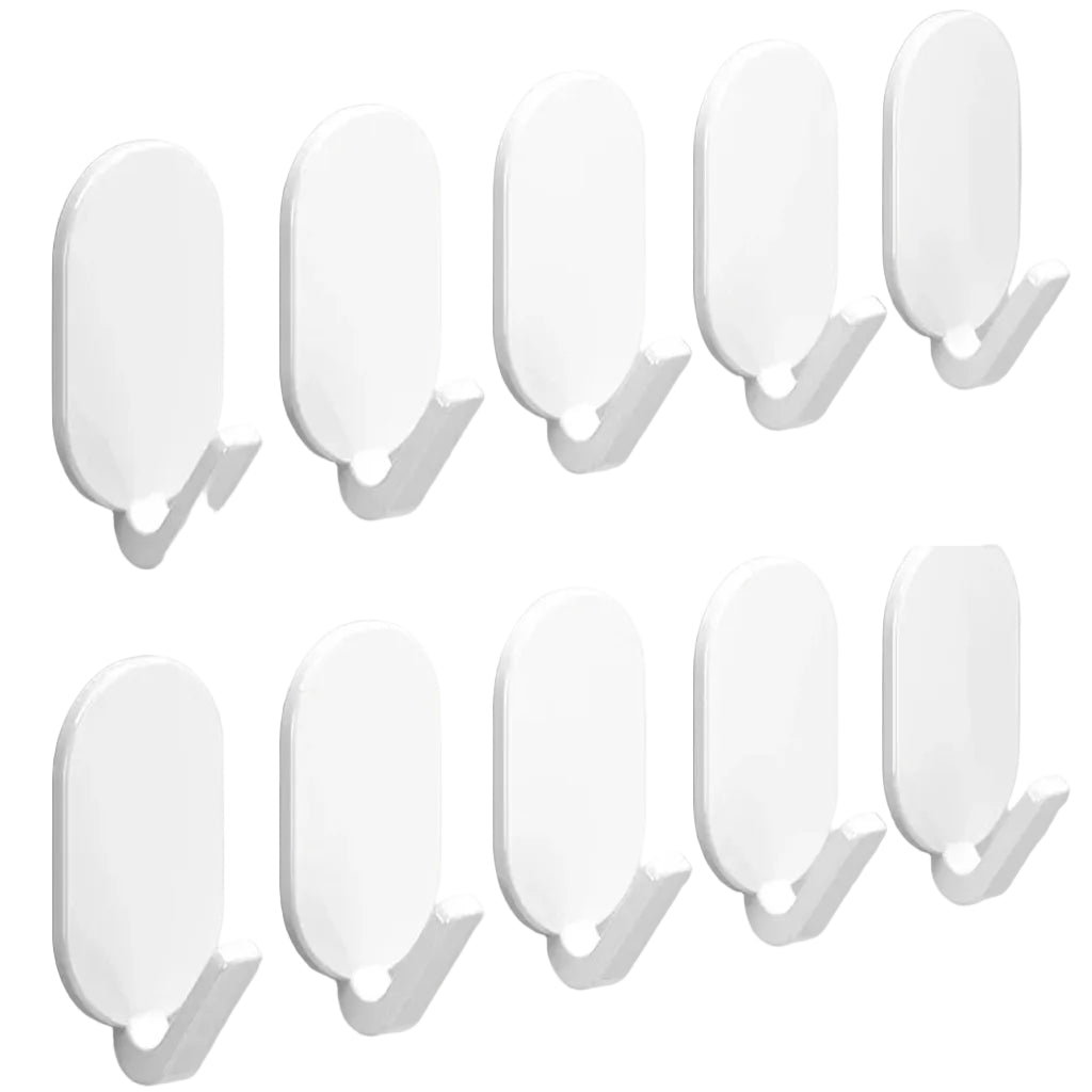 Crochets Muraux Adhésifs Ultra-Résistants - Pack de 10 Pièces Blanc