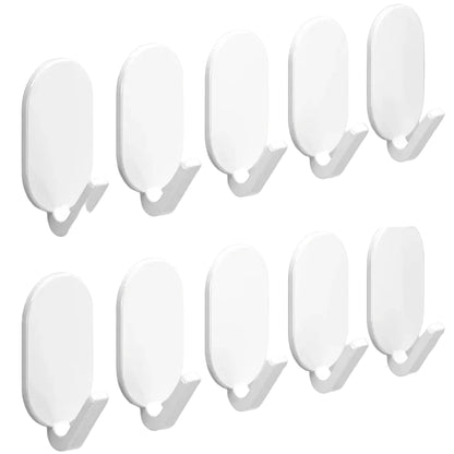 Crochets Muraux Adhésifs Ultra-Résistants - Pack de 10 Pièces Blanc
