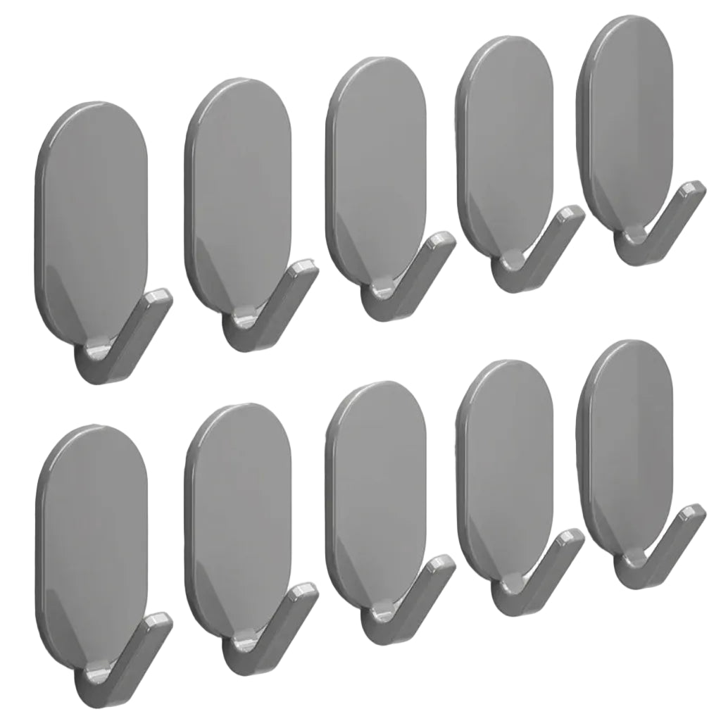 Crochets Muraux Adhésifs Ultra-Résistants - Pack de 10 Pièces Gris