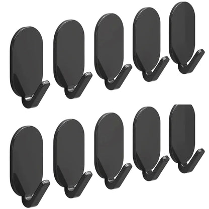 Crochets Muraux Adhésifs Ultra-Résistants - Pack de 10 Pièces Noir