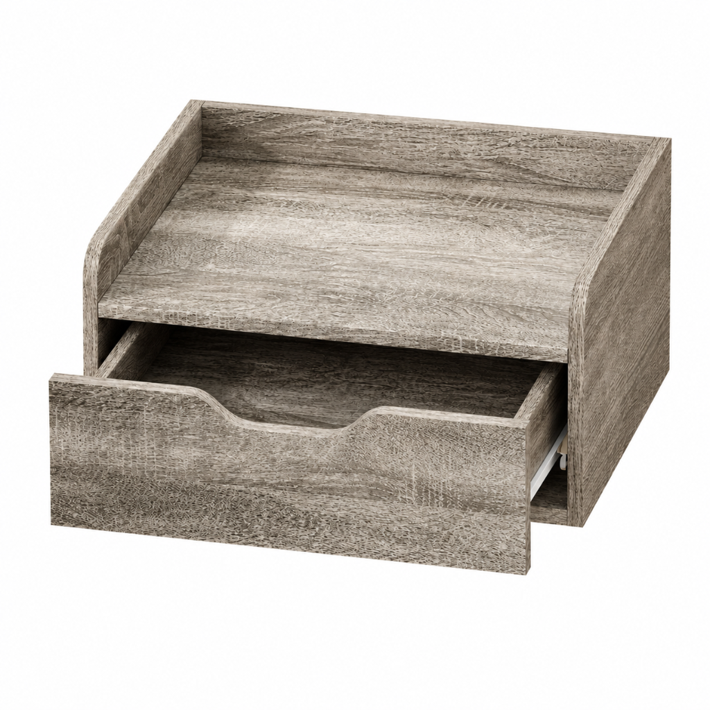Duo de Tables de Chevet Suspendues Grises en Bois — Design Flottant Sans Perçage 1
