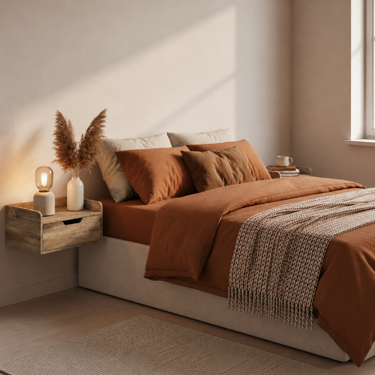 Duo de Tables de Chevet Suspendues Grises en Bois — Design Flottant Sans Perçage 3