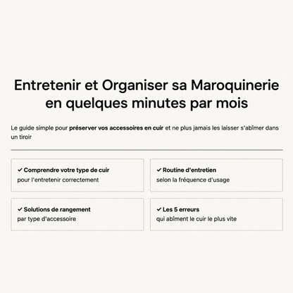 Entretenir et Organiser sa Maroquinerie en quelques minutes par mois