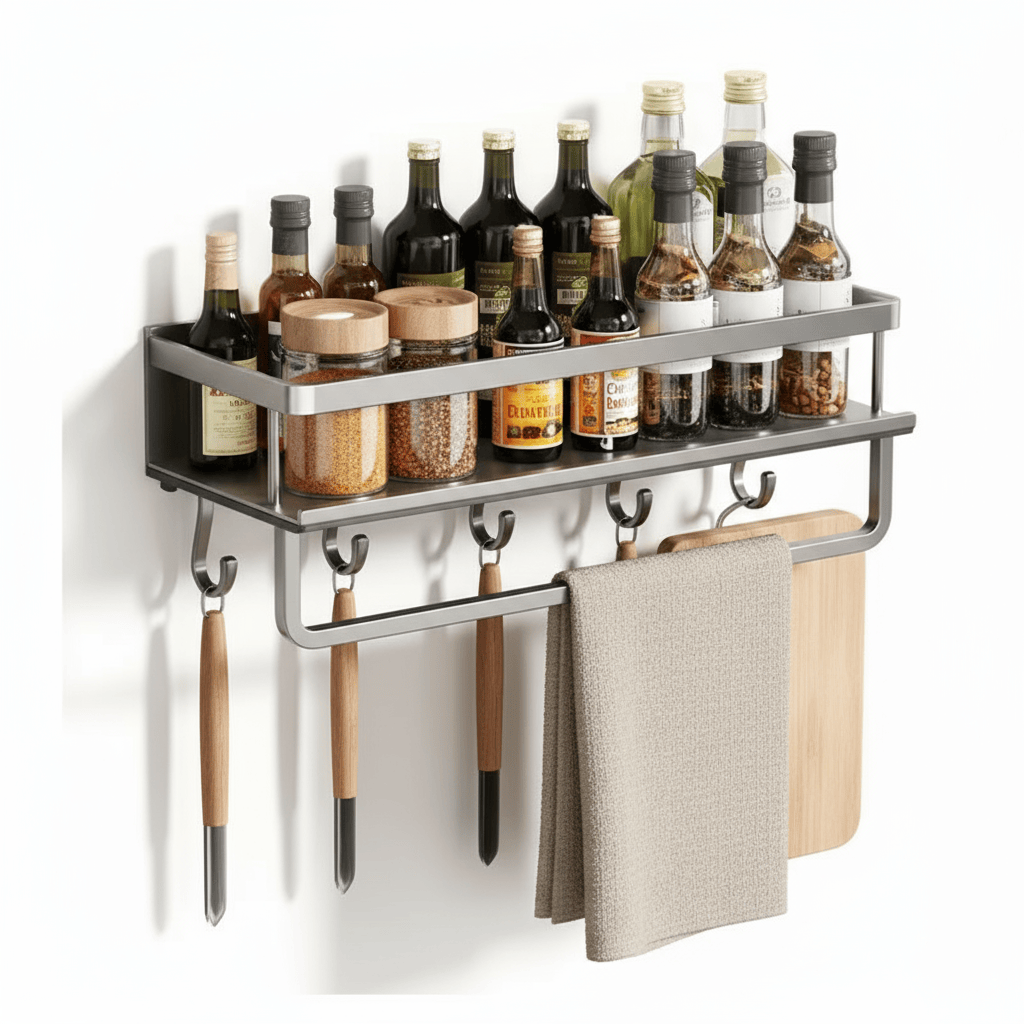 Étagère Murale Cuisine – Aluminium Multifonctionnelle Design & Pratique