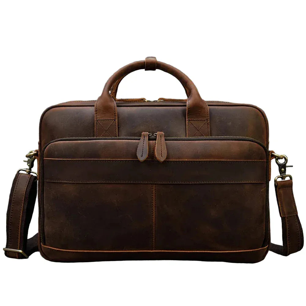 Porte-Documents Rétro en Cuir Véritable