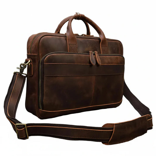 Porte-Documents Rétro en Cuir Véritable