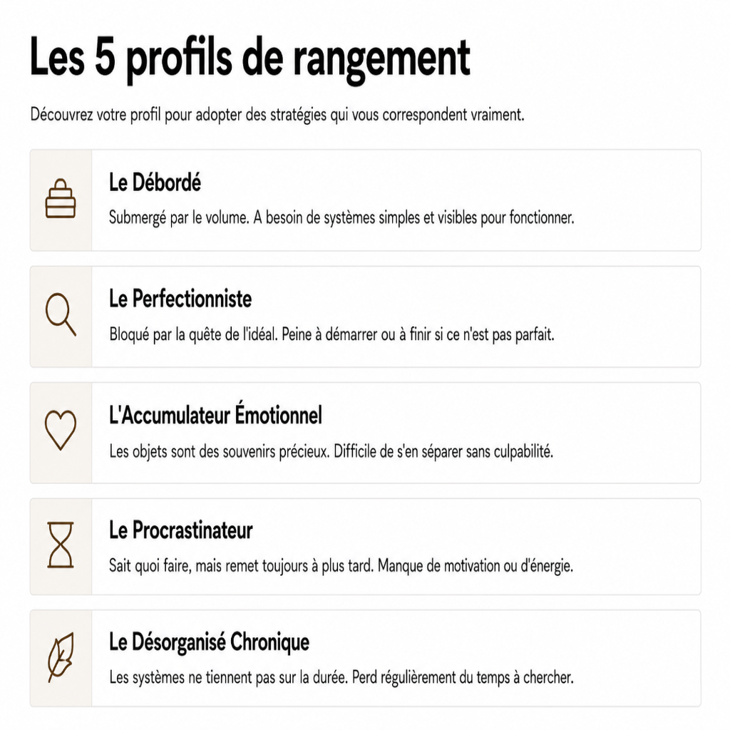 Les 5 profils de rangement