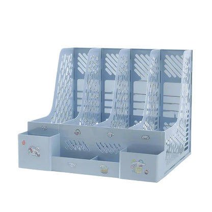 Organisateur de Bureau 4 Colonnes - Solution de Rangement Multicolore Bleu Clair