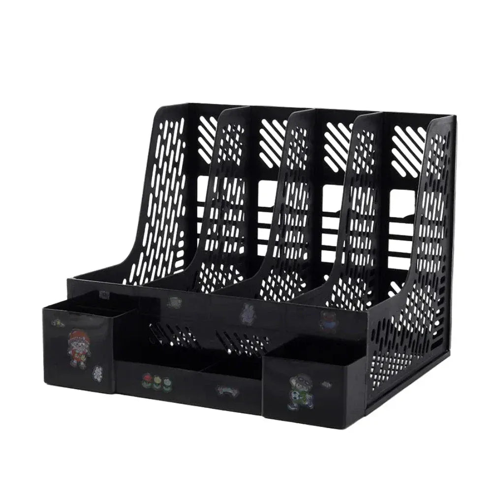 Organisateur de Bureau 4 Colonnes - Solution de Rangement Multicolore Noir