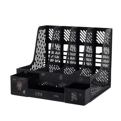 Organisateur de Bureau 4 Colonnes - Solution de Rangement Multicolore Noir