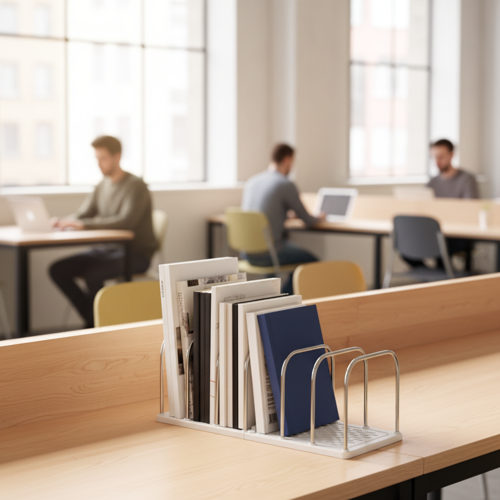 Organisateur de Bureau Porte-Livres et Dossiers en PP – 7 Compartiments, Base Antidérapante 1
