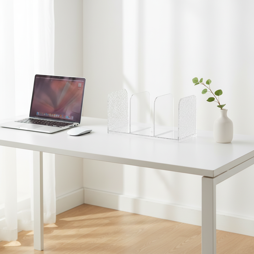 Organisateur de Bureau Transparent Effet Eau — Serre-Livres Décoratif.