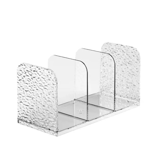 Organisateur de Bureau Transparent Effet Eau — Serre-Livres Décoratif Transparent_Cristal