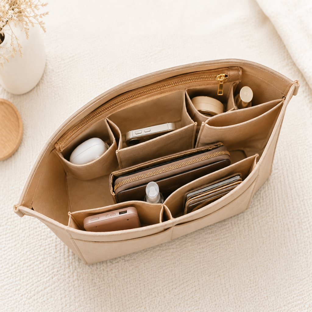 Organisateur de Sac en Feutrine – 10 Compartiments, Porte-Gobelet Intégré 2