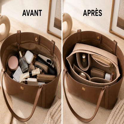 Organisateur de Sac en Feutrine — Compartiments Multiples & Poche Zippée