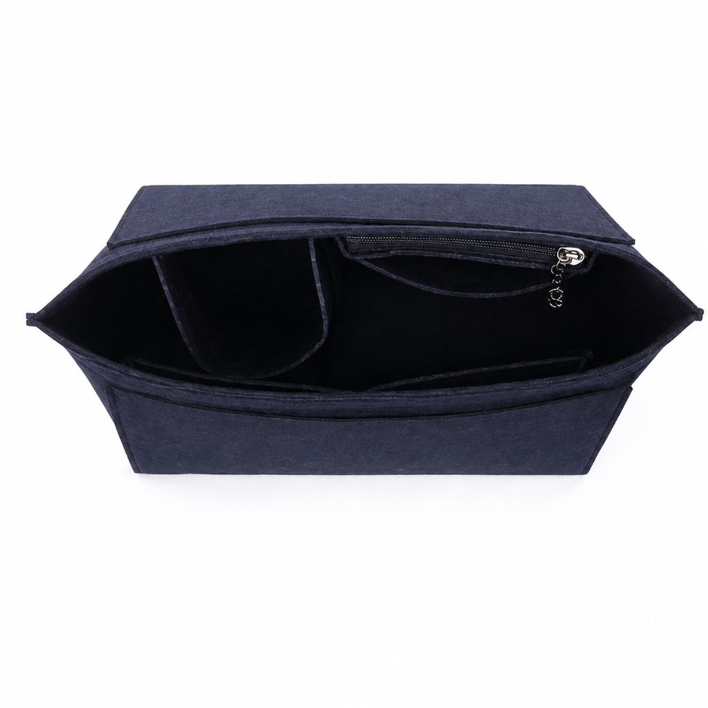 Organisateur de Sac en Feutrine — Compartiments Multiples & Poche Zippée Bleu